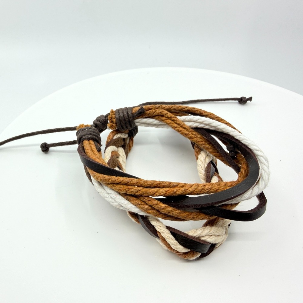 Vintage Boho Multi-Strand Leather Rope Bracelet Unisex Retro